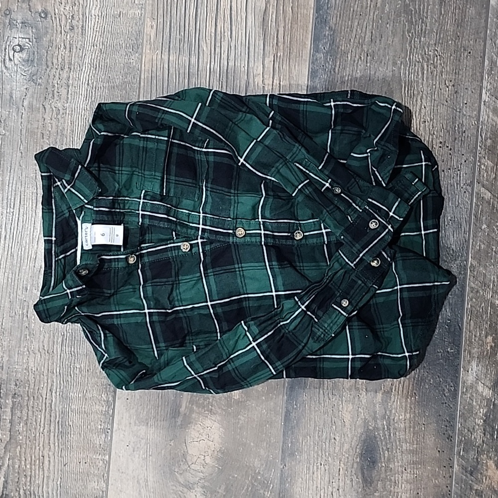 Carters Boys Plaid Collared Button Down Shirt
